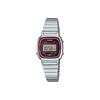 Casio ВИНТАЖНЫЕ Мужские часы на стальном ремешке Красный циферблат LA670WA-4