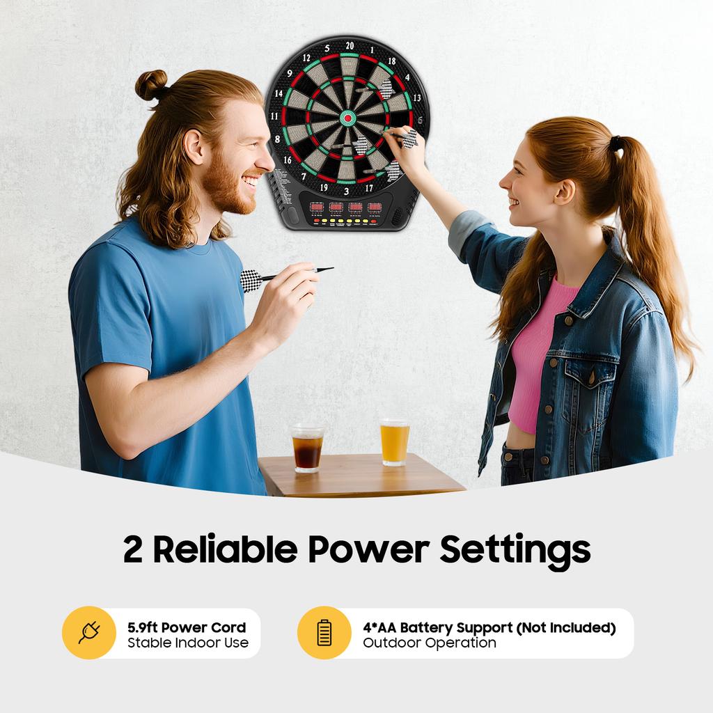 16 Player Electronic Dart Board, 27 Game Modes with Voice Prompt & LED Display, Soft Tip Darts for Home, Bar, Party Game Night