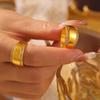 Титановое стальное кольцо с покрытием из 18-каратного золота и стразами - Простое, роскошное, широкое кольцо, европейский/американский стиль, ювелирное изделие