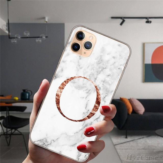 Для Iphone 14 Plus 13 12 Pro Max 11 14promax Прозрачный чехол Модный мраморный чехол от A до Z Мягкий силиконовый чехол с английскими буквами