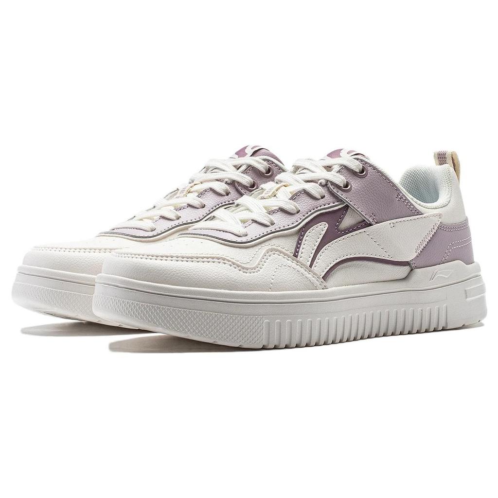 Li Ning Qingyun Trendy Comfortable Durable Non-Slip Low-Top Casual Shoes Women Sneakers White Purple AGCT298-3