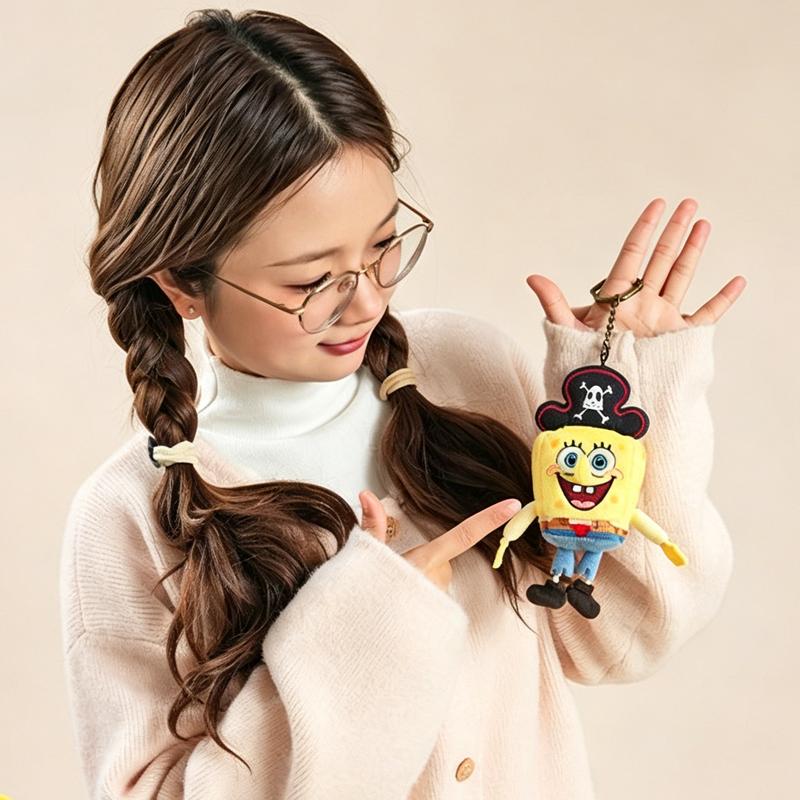 SpongeBob SquarePants Patrick Star Mermaid Man Plush Keychain Stuffed Doll Bag Pendant Cartoon Anime Gift For Friends