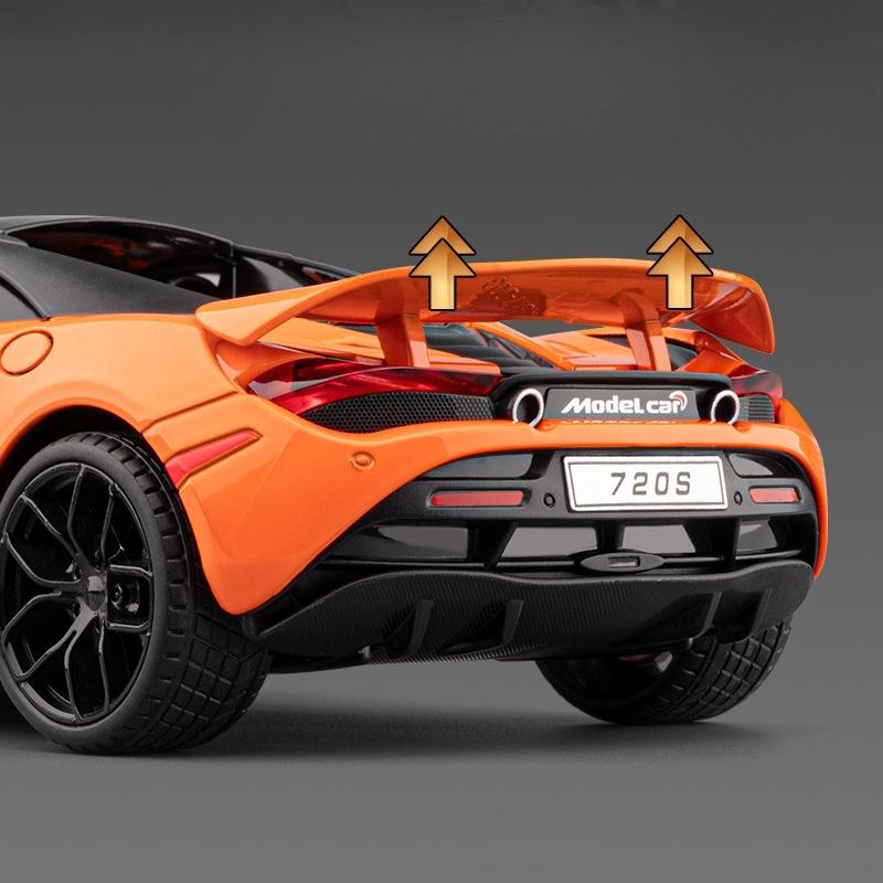 Diecast 1/18 Big Size 720S Alloy Supercar Model with Sound Light Collection Hobby Miniature Voiture Children Boy Toy Vehicle