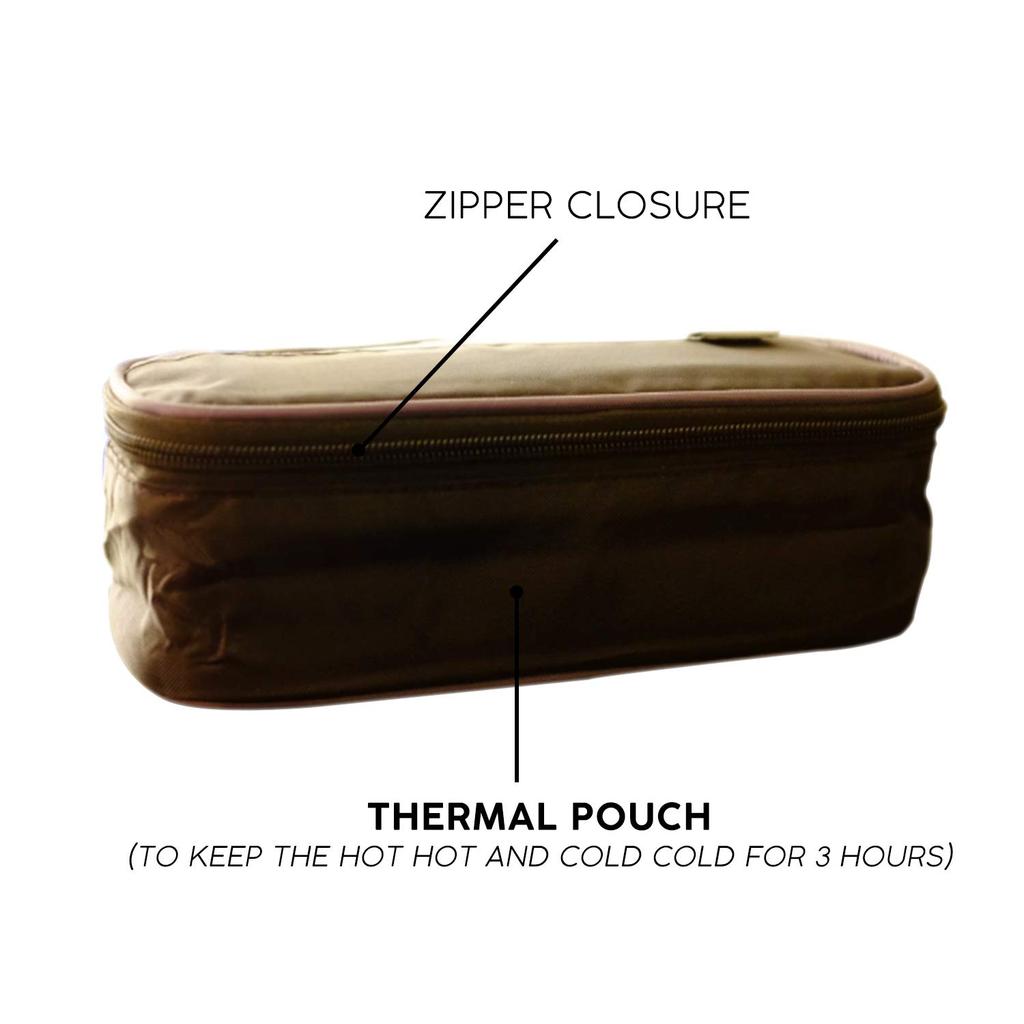 Asvel Krez SS-T870L Stainless Steel 2-Tier Lunch Box with Bag, 870mL, 3610