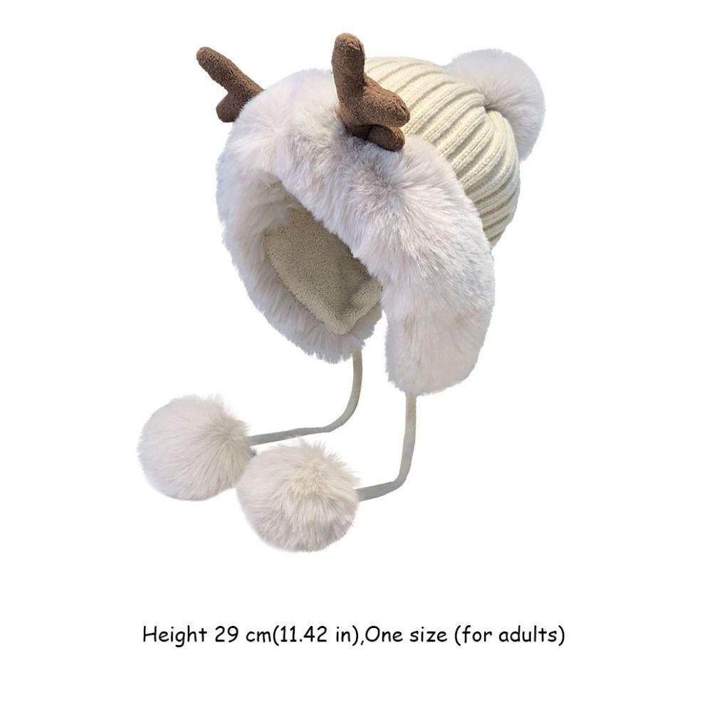 Winter Plush Antler Hat Fluffy Velvet Bucket Hat Cute Ear Protection Hat Women