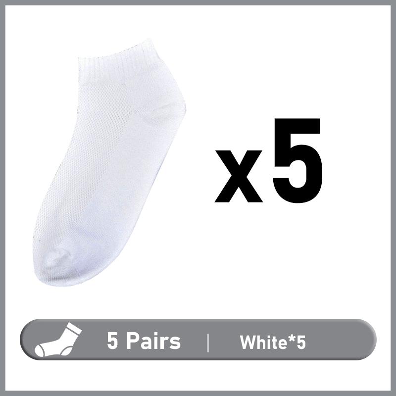 5 Pairs/Lot Men's Breathable Socks Short Ankle Elastic Solid Color Mesh Cotton Business Unisex Sock Plus Size EU38-46