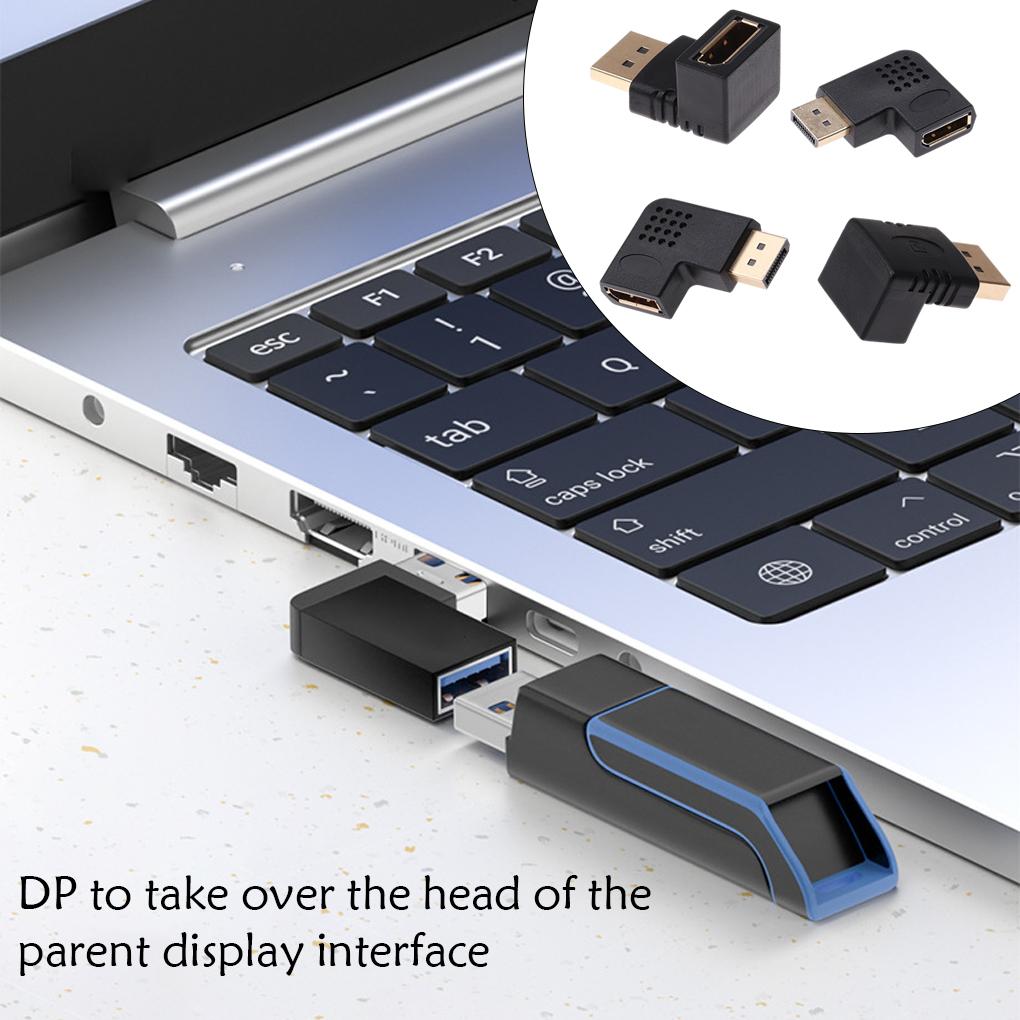 90-Degree Right-Angle Down Adapter 270-Degree Male To Female DP Elbow Connector Extension Converter for Projector