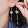 Elegant Cat Eye Zircon Flower Tassel Earrings: Versatile, Gentle, Fashionable Studs for Women