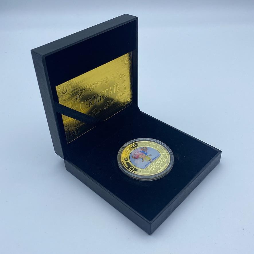 Anime Collectible Coins Luffy Zoro Gold Plated Metal Commemorative Coins Periphery Kids Birthday Gift Toy