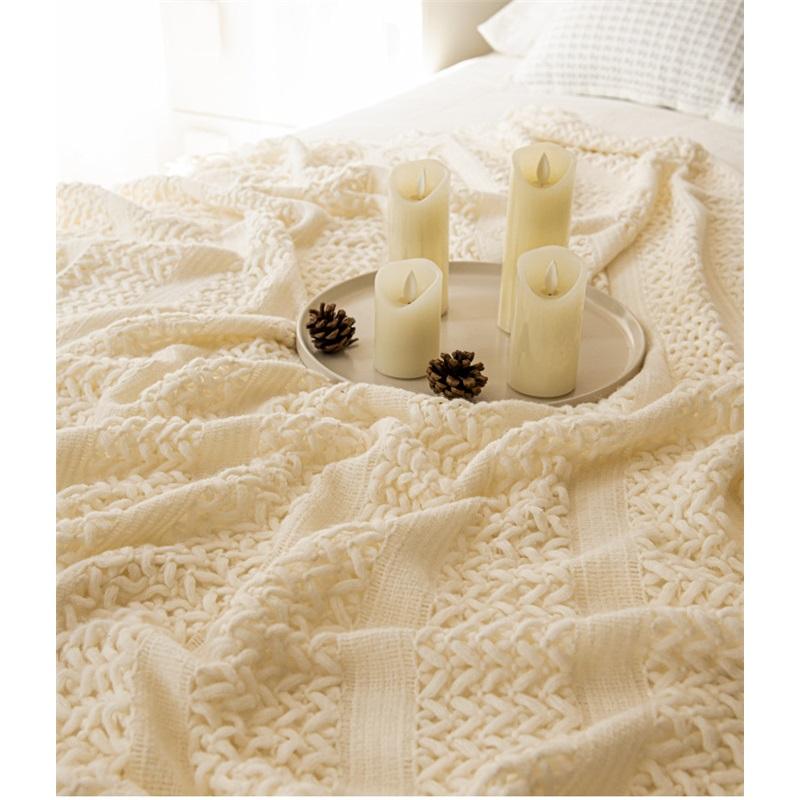 Акриловый вязаный платок-одеяло Геометрическое вязание косами Плед для офиса, дивана, софы Осенне-зимнее уютное одеяло для сна