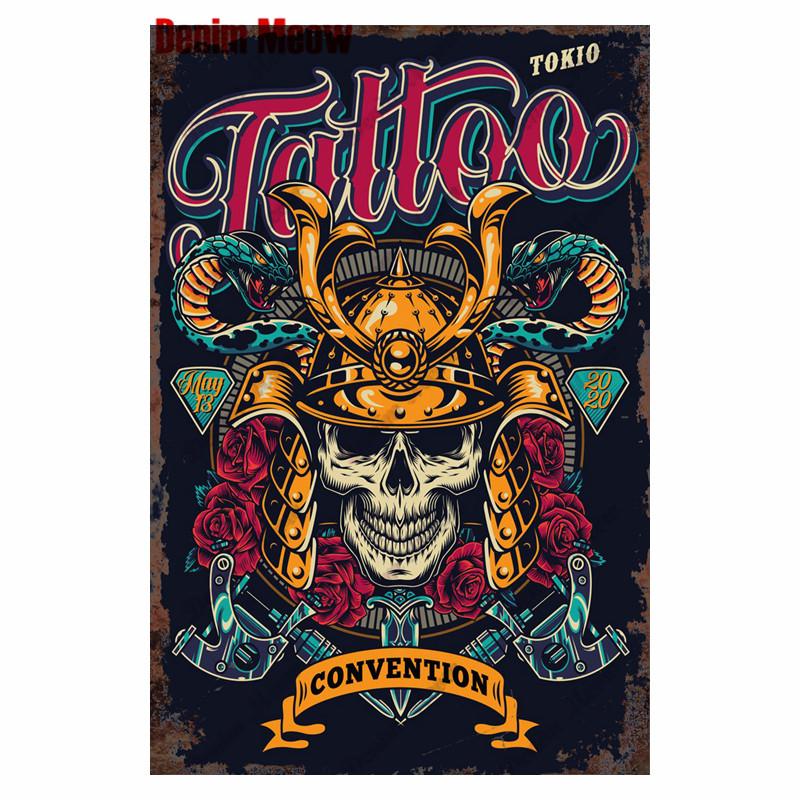 Студия винтажной татуировки, металлическая жестяная вывеска, красивая девушка, металлическая табличка, татуировка красивая девушка, ретро-декор стен, декор комнаты, WY36