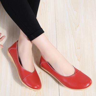 Женские удобные туфли на плоской подошве из натуральной кожи, женские слипоны, лоферы, балетки, женские мокасины, большой размер 35-44
