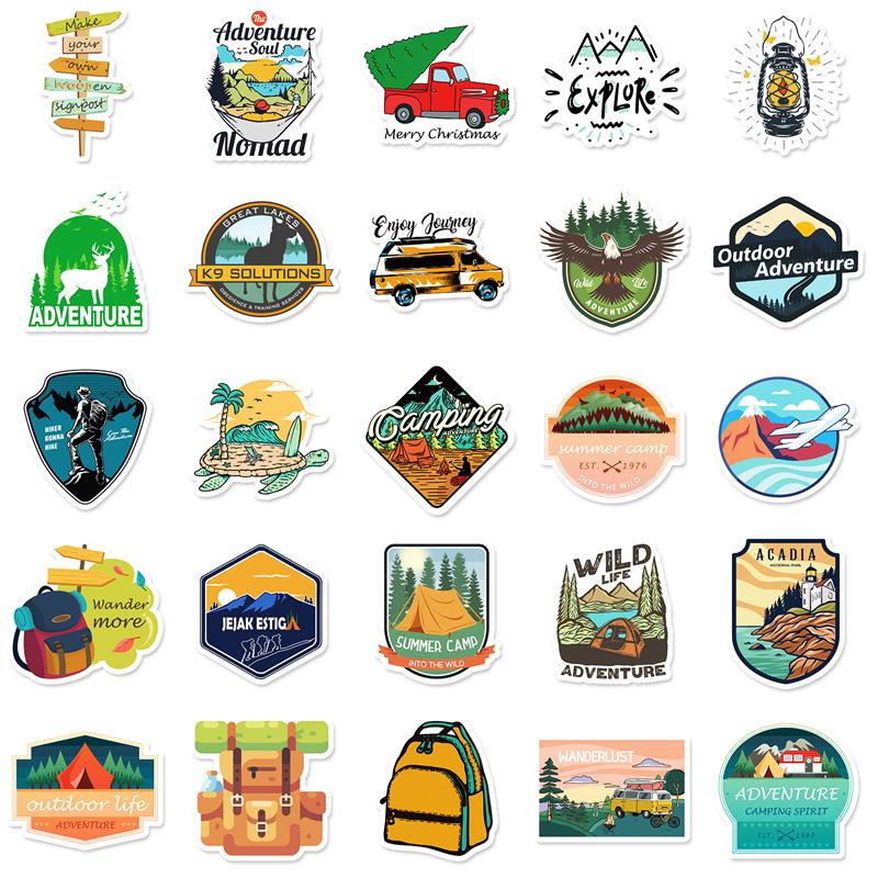 10/25/50 шт. наклейки для приключений на открытом воздухе, наклейки с дикой природой, наклейки с граффити для DIY, багажа, ноутбука, скейтборда, мотоцикла, велосипеда, наклейки