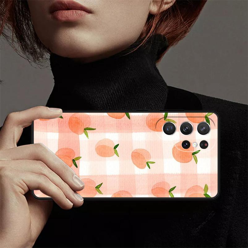 Pink Peaches Aesthetic Phone Case Cover Coque For Samsung Galaxy S24 Ultra 23 S22 Plus S21 FE S20 Note 10 Pro Note 20 lite