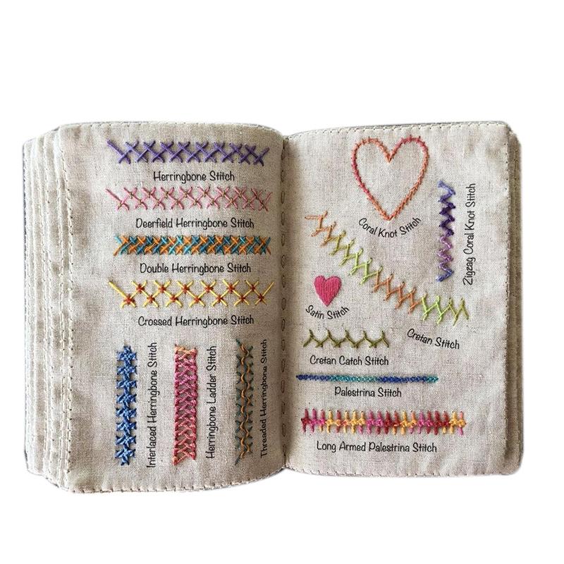 Enthusiasts & Beginners Embroidery Instructions Book for DIY Sewing Kit, Creative Embroidery Stitches Book, Family Stitching Loose-Leaf Book