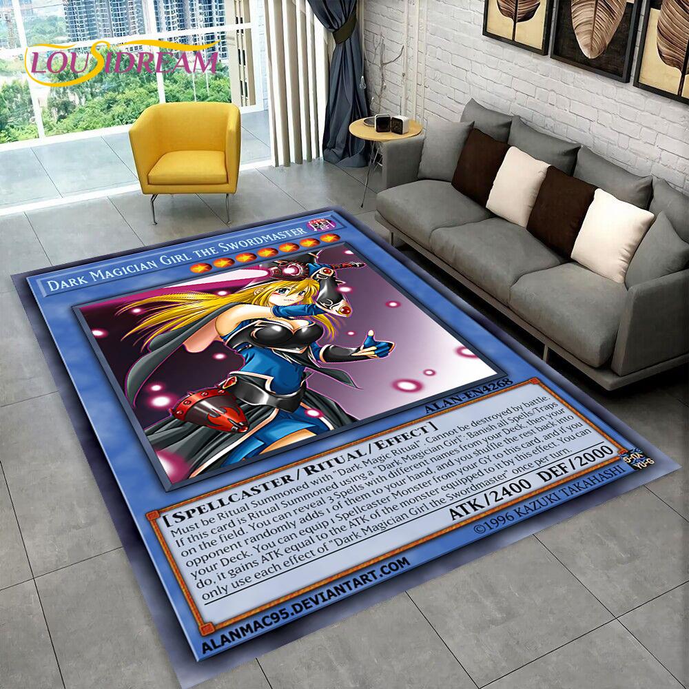 Monster Gold Card Cartoon Yu-Gi-Oh Anime Blue Eyes Dragon Game Carpet Rug for Bedroom Living Room Home Sofa Decoration, Коврик для пола