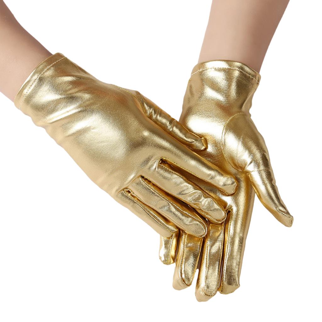 Metallic Gloves Nightclub Dancing Gloves Christmas Party Accessory Full Finger Stretchy Gloves for Concert Opera
