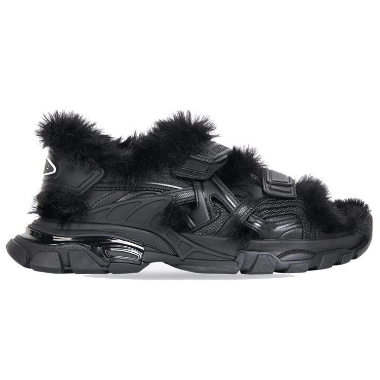 Balenciaga Сандалия на тракторной подошве Искусственный мех Черный 668561W3CQ31000