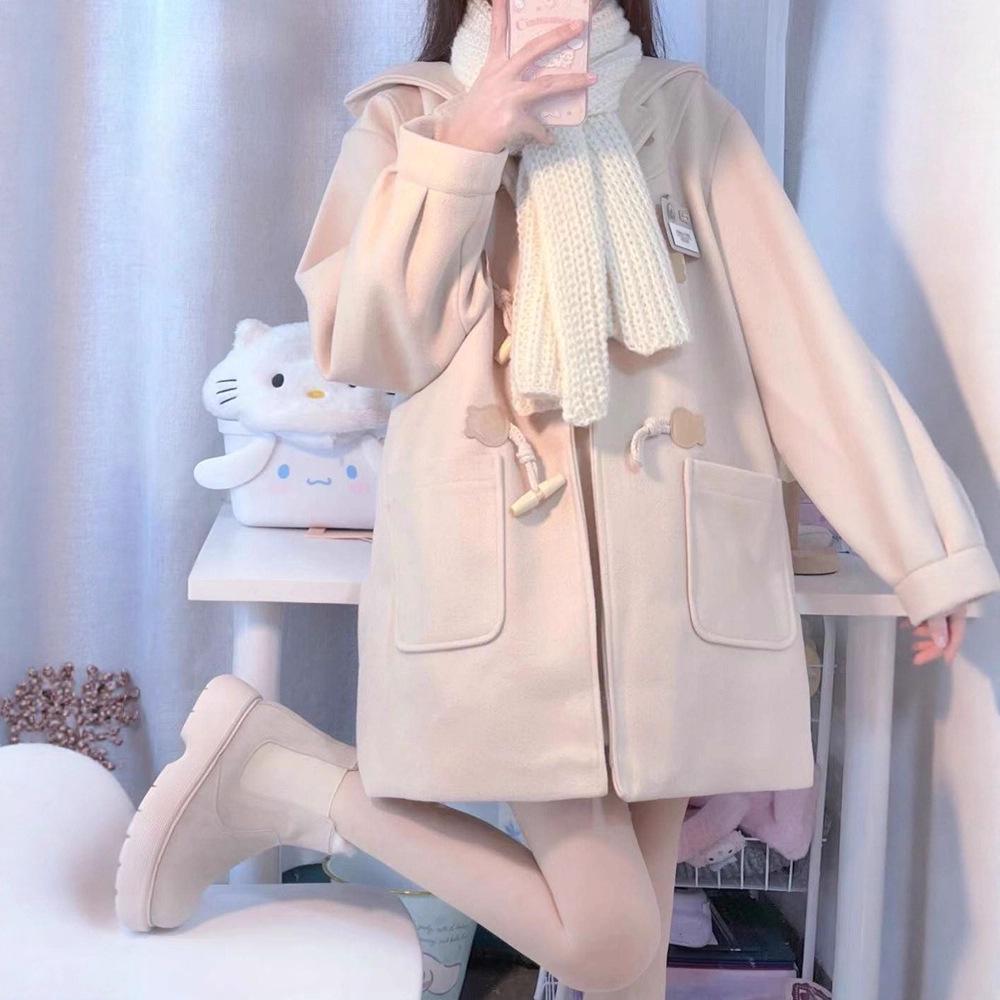 JK Uniform Women's Spring Petite Wool Coat with Toggle Closure - Cute British Style Hooded Jacket