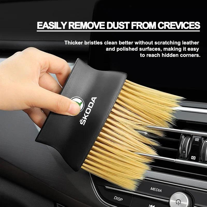 HIAQ2 1PC Car Dedusting Brush Air Outlet Cleaning Brush For Skoda Octavia Fabia Superb Scala Rapid Kodiaq Karoq Kamiq Enyaq Yeti VRS