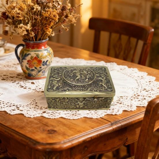 Автоматическая выпрыгивающая птичка Металлическая коробка Винтажная тисненая коробка из сплава Украшение для дома, офиса, книжной полки, рабочего стола, коллекционный сувенир