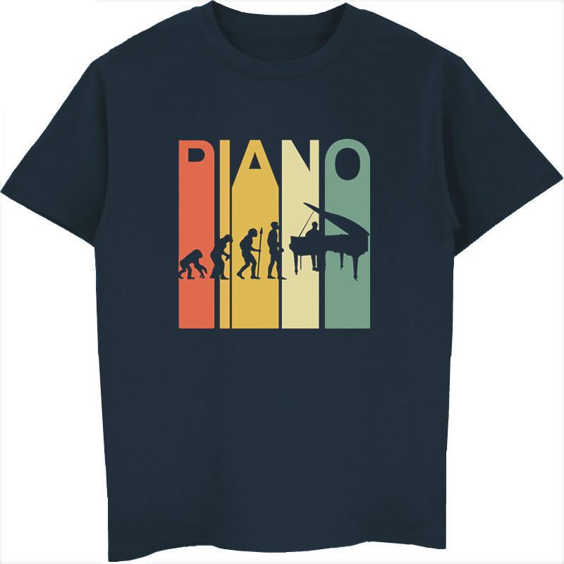 Vintage Retro Evolution Of Piano TShirt Unisex ONeck Short Sleeve Cotton T Shirt Hip Hop Tees Tops Harajuku Streetwear