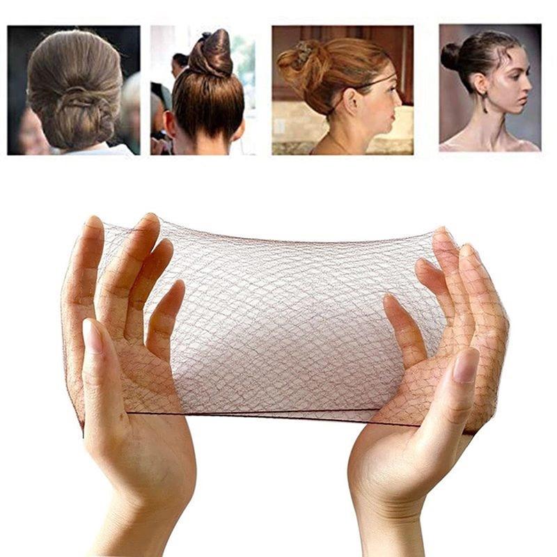 50Pcs Hair Net Black Elastic Bundle Hair Invisible Hairnet Mesh Bun Hair Net