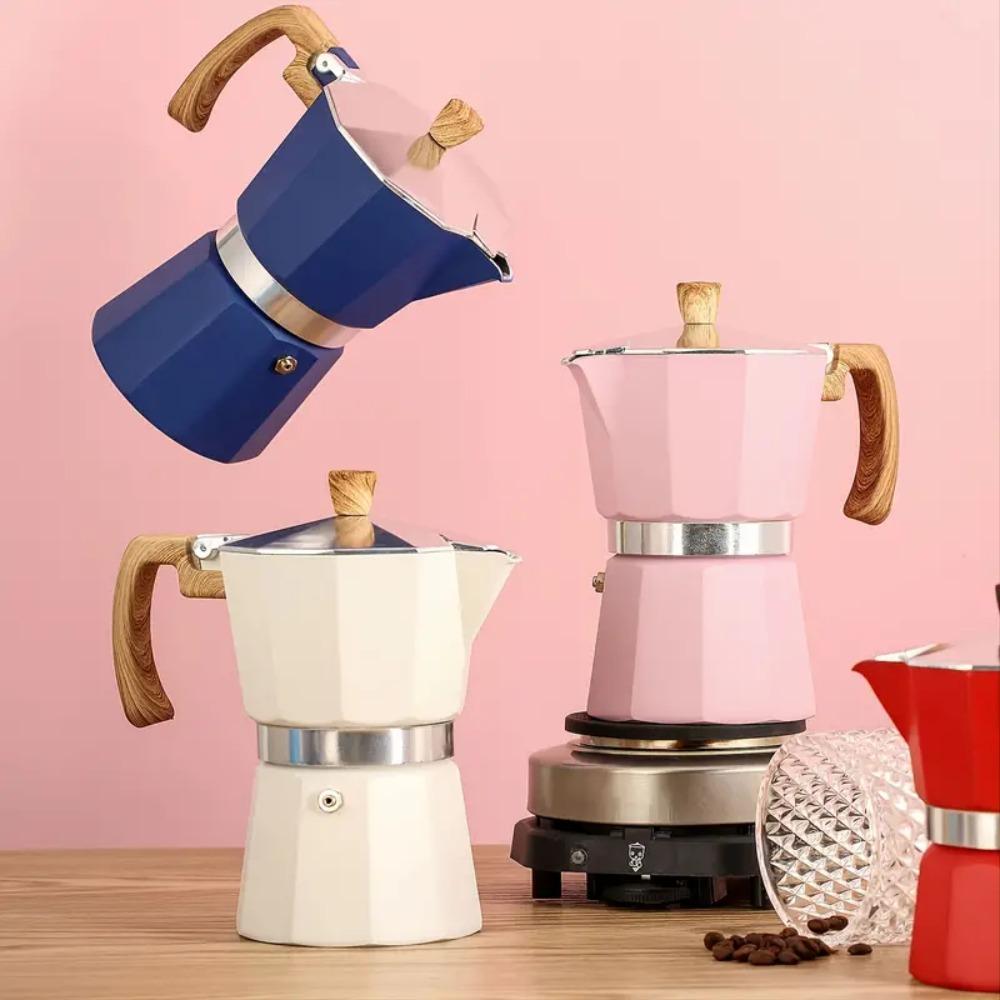 Алюминиевая гейзерная кофеварка с ручкой под дерево 150 мл/300 мл, кофейник для заваривания, перколятор для кофе, для плиты