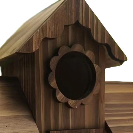 Bird House for Outside Wooden Birdhouse with Perch Platform Four-Hole Rustic Bird House Fits Bluebirds Canaries Cardinals for Garden Backyard