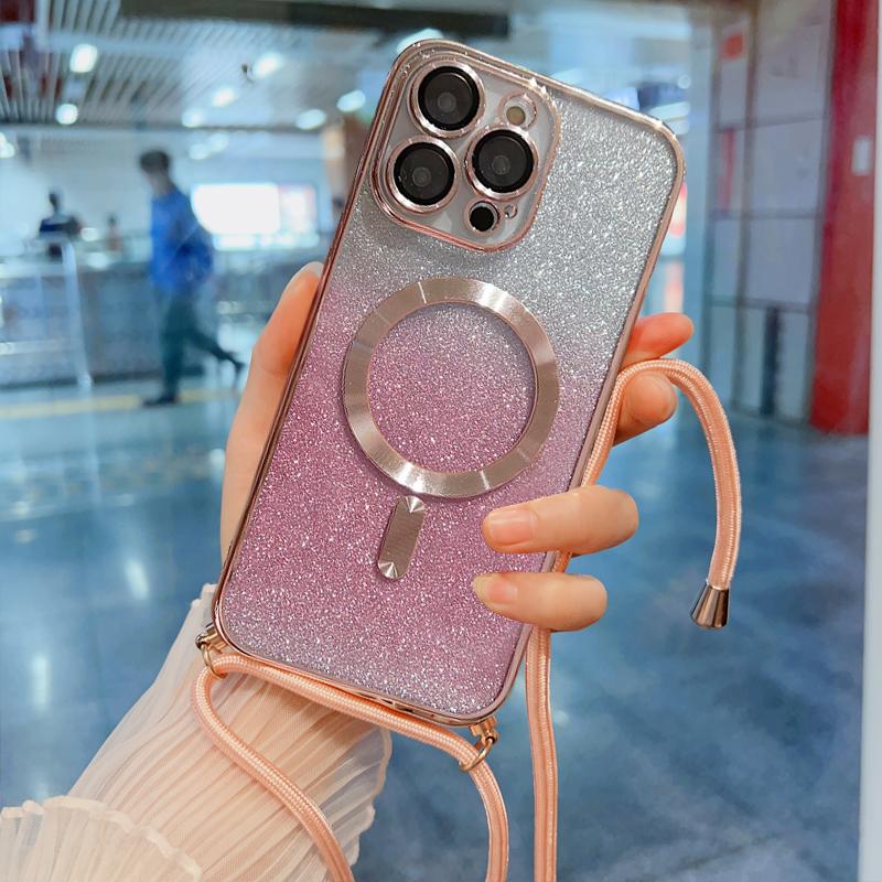 Чехол-шнурок через плечо с полной защитой объектива для iPhone 15 16 16E 14 13 12 11 Pro Max Plus Magsafe Магнитная беспроводная зарядка