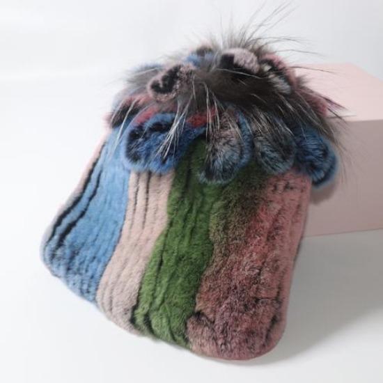 Горячая Распродажа Россия Зима Качество Натуральная Меховая Шапка Натуральная Теплая Шапка из Меха Кролика Рекс Леди Теплая Вязаная Подлинная Шапка из Меха Кролика Рекс