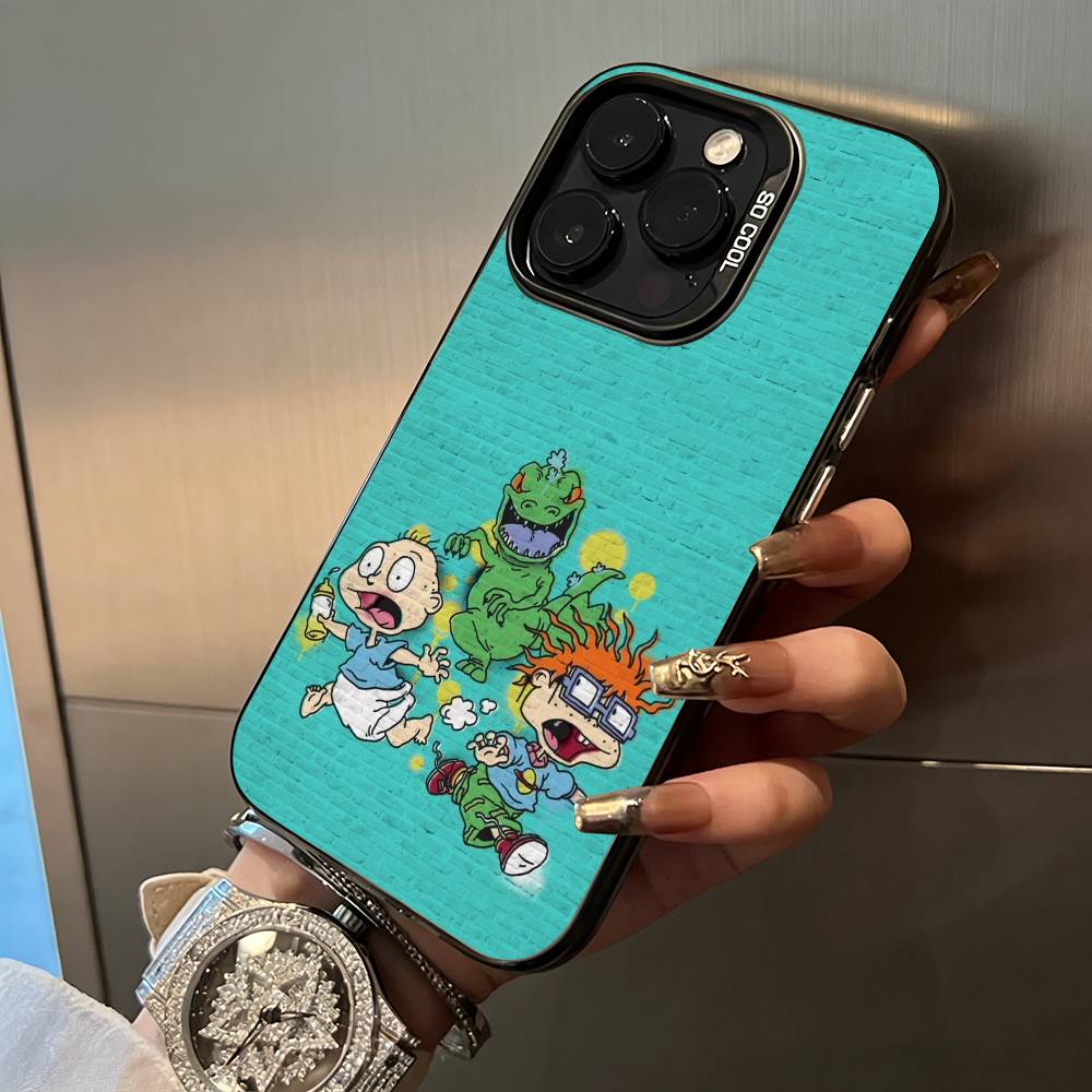 Classic Cartoon Characters-R-Rugrats For iPhone 17 16 15 14 13 12 11 Pro Max XS 17 Air Silicone Colored Silver Bumper Cover