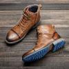 Retro Men Boots Spring Fashion Brand Comfortable Leather Ankle Boots