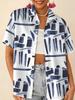 Нежная синяя рубашка с цветочным принтом для женщин, с короткими рукавами, свободным кроем и отложным воротником, нишевый топ в отпускном стиле