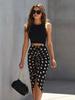 New Summer Women A Line Front Pleated Skirt Polka Dot Drawstring Mid Length Skirts Ladies Streetwear Casual Chic Skirt