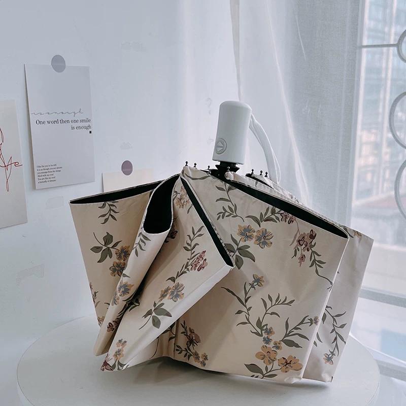 Nansheng Floral Light Luxury Lady's Umbrella 70% off Sunshade Umbrella Rain and Sun Umbrella Uv Protection Black Coating Automatic