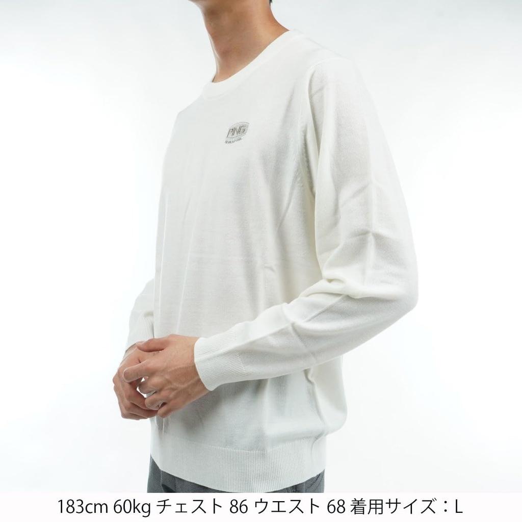 Ping Apparel Men's Classic Crew Neck Sweater (One-Point Logo) / Golf / 621-3270001 030_White, Size LL