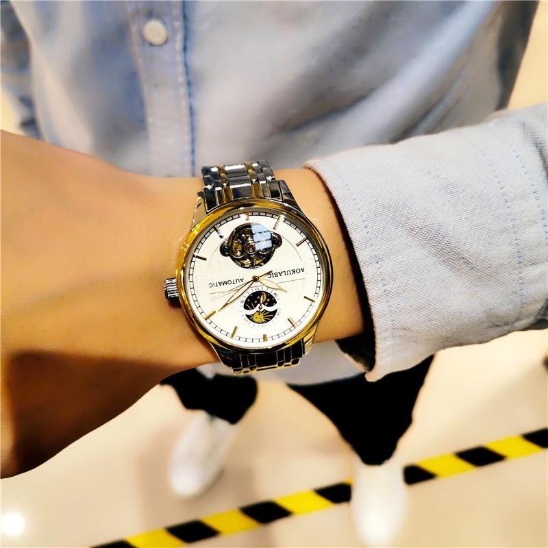 Часы мужские высококачественные красивые трендовые водонепроницаемые турбийонные автоматические механические часы мужские водонепроницаемые светящиеся