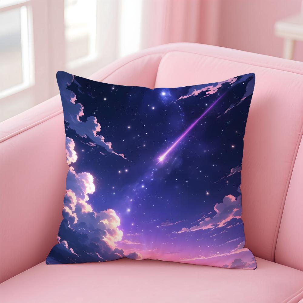 PPretty dream Galaxy starry sky Cushion Cover Pillow Case Soft Friendly Fabric Concealed Zipper