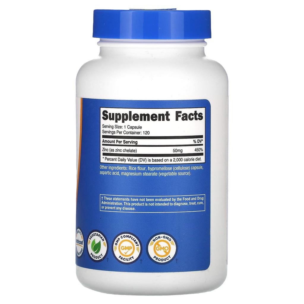 Nutricost Zinc Chelate, 50 Mg, 120 Capsules