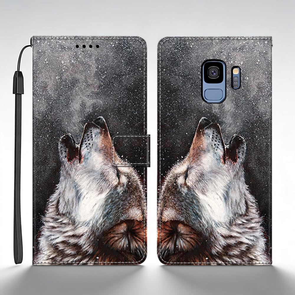 Чехол-бумажник с откидной крышкой из кожи для Samsung Galaxy S9 Plus Для Samsung S9 GalaxyS9+ Задняя крышка с принтом Бабочка Кошка Чехол Funda