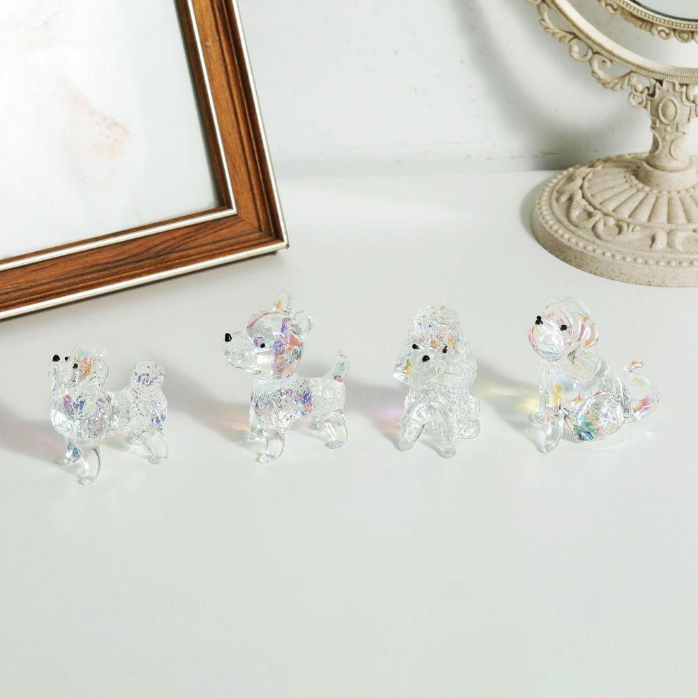 Микро Собаки Кошки Миниатюры Милые Животные Настольные Украшения Креативная Хрустальная Фигурка Собаки Стол
