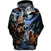 Black and White Wolf Print 3D Men's Hoodies Fashion Animal Pattern Women's Sweatshirts Leisure Essentials Pullover Jackets Coat