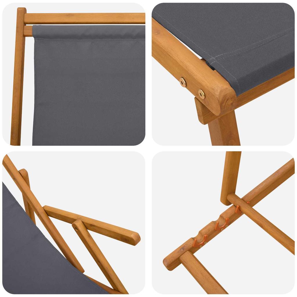Foldable Sun Lounger 2 pcs 3 Position Solid Eucalyptus Wood
