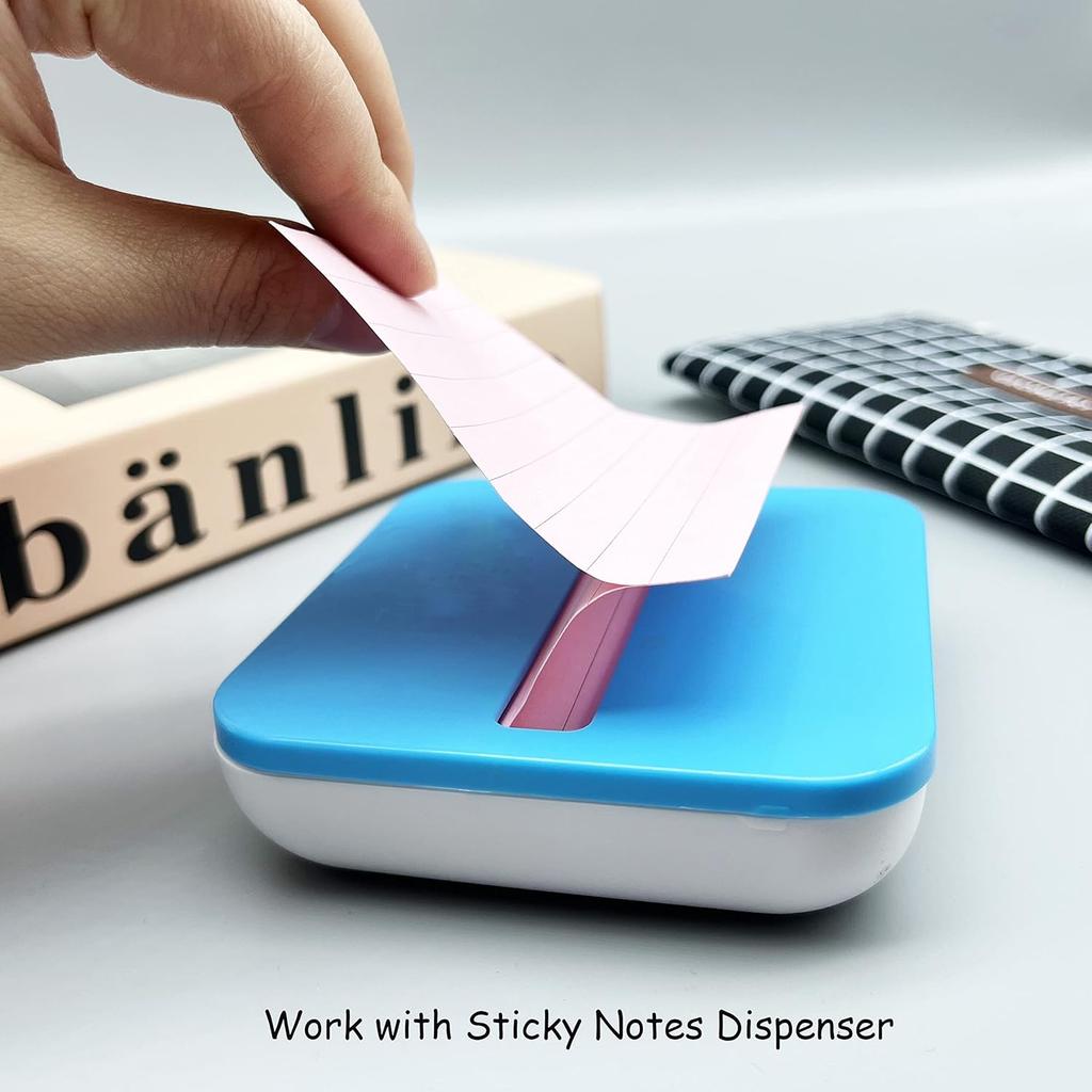 Lined Pop Up Sticky Note 3x3 inch, 6 Pack Accodian Stlye Self-Sticky Notes with Lines, Light Green Pink Purple Color, 100 Sheet/Pad Easy Post