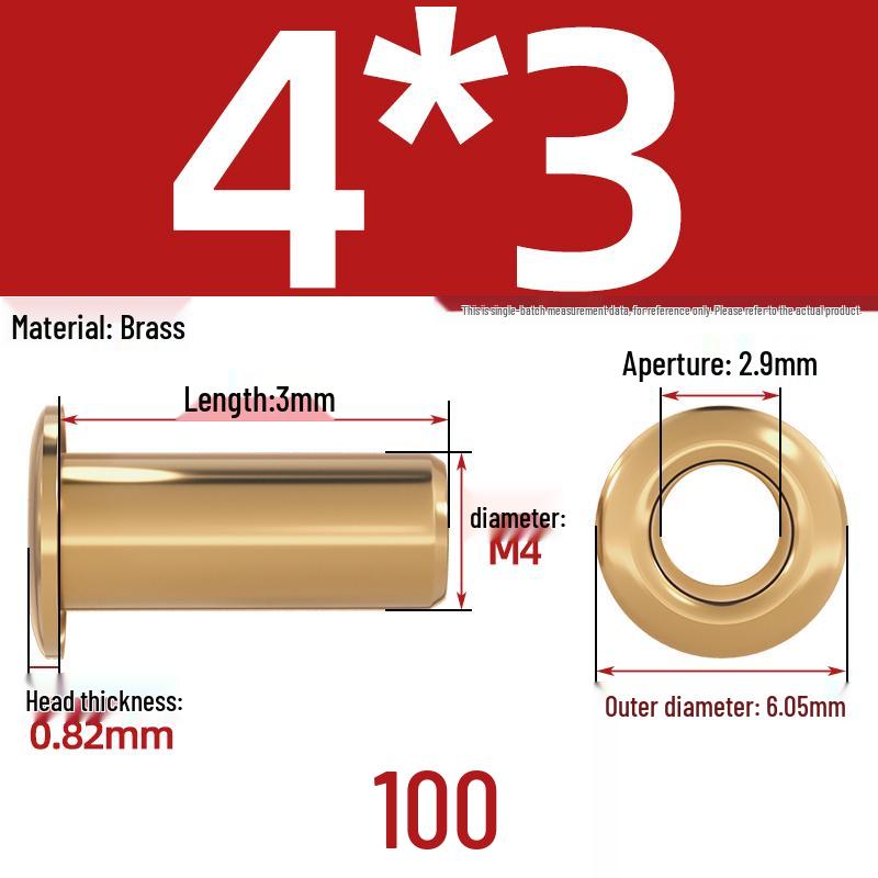 Pure Brass Hollow Rivets & Copper Eyelets Fasteners M1.3–M5