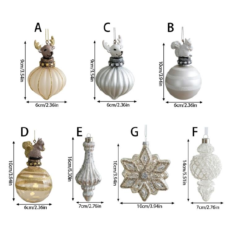 Премиальные стеклянные рождественские украшения с креативной формой капель, белок и динамичной детализацией с блестками