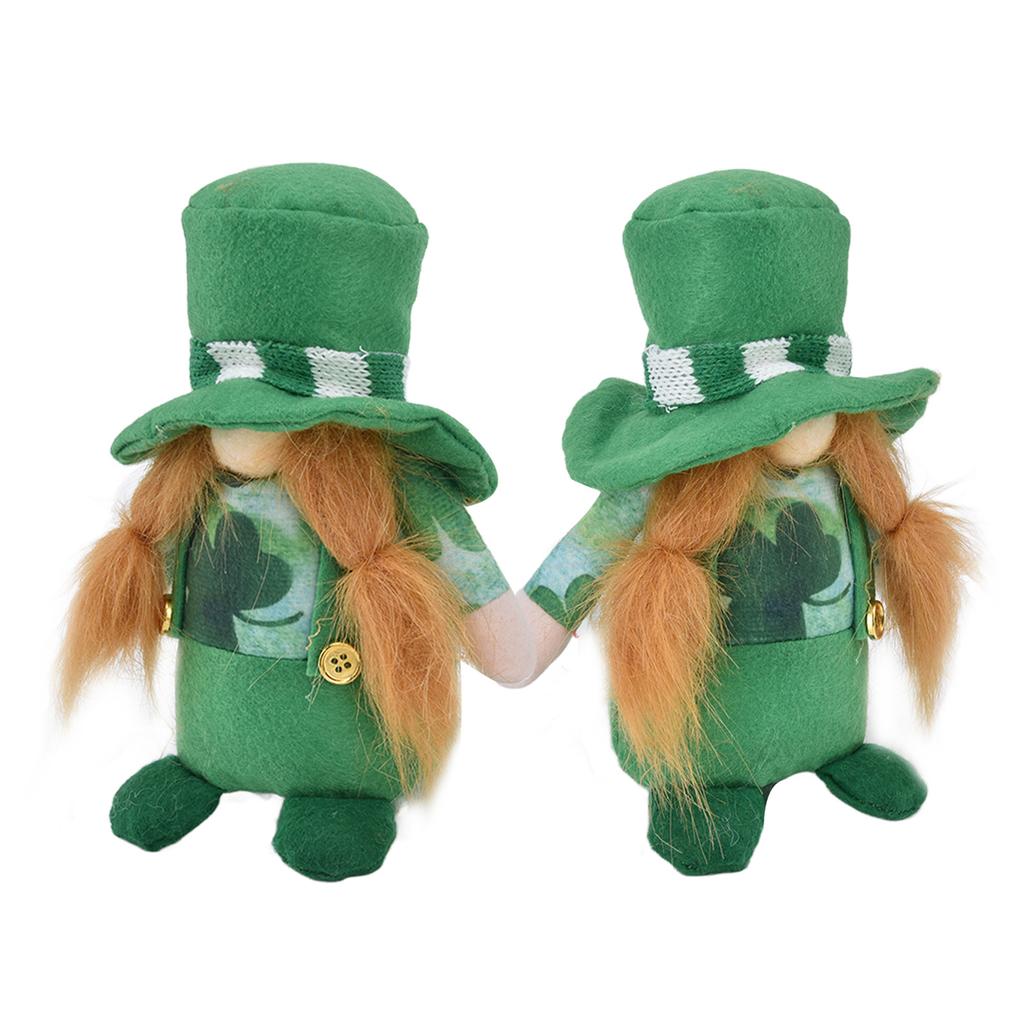 2 шт. Кукла Гномы Милая Ручная Работа Зеленая Шляпа Безликий St. Украшение ко Дню Патрика для дивана в комнате