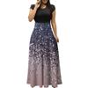 Summer Dresses For Women 2023 Fashion Casual Floral Print Round Neck Short-Sleeved Large Size Maxi Dresses