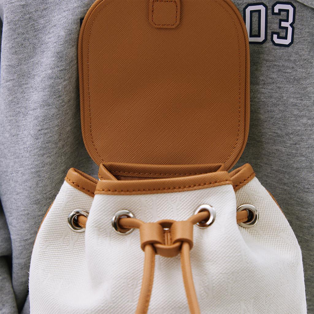 New MLB MONOGRAM Series New York Yankees Team Cotton Backpack Mini Unisex Dark Cream 3ABKS014N-50CRD